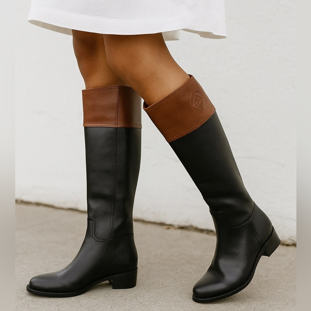 Antonio Melani Tall Genuine Leather Riding Equestrian Boots Size 5.5